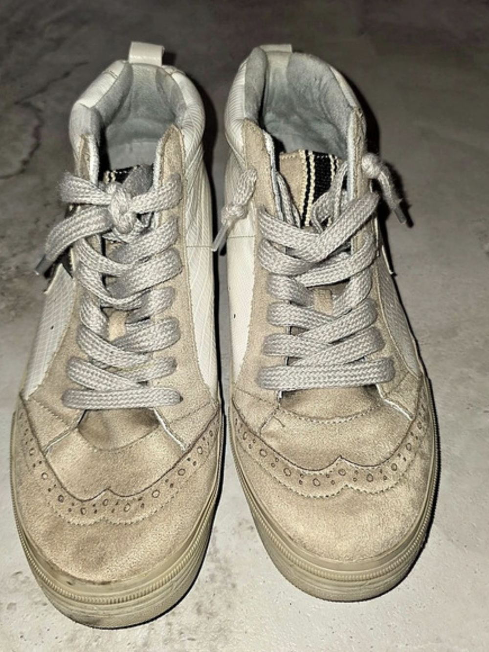Shu Shop High-Top Star Sneakers in White & Brown - Picture 2 of 7